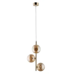 TK Lighting Pendelleuchte Rauchglas Metall B: 23cm in Gold Bernstein MIEKE* Wohnzimmerlampen|Glaslampen