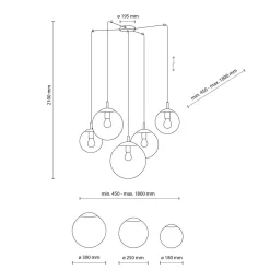 Sale TK Lighting Pendelleuchte Rauchglas Metall H: max. 2,1 m XXL verstellbar