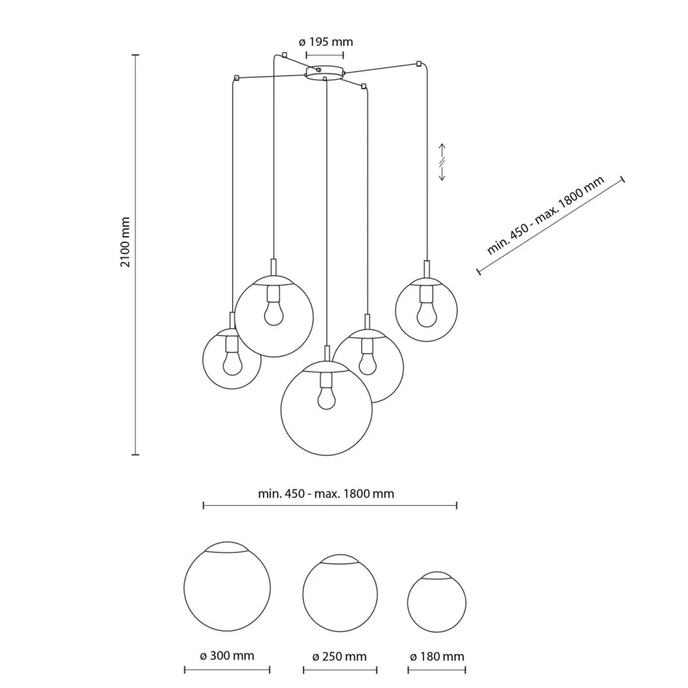Sale TK Lighting Pendelleuchte Rauchglas Metall H: max. 2,1 m XXL verstellbar