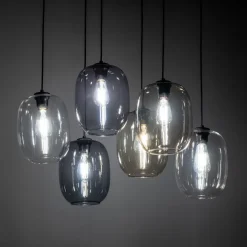 TK Lighting Pendelleuchte Rauchglas Metall L: 70 cm H: max. 1,3 m 6x E27* Wohnzimmerlampen|Glaslampen