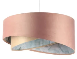 BPS Koncept Pendelleuchte Rosa Beige Hellblau Ø 50 cm Stoffschirm E27