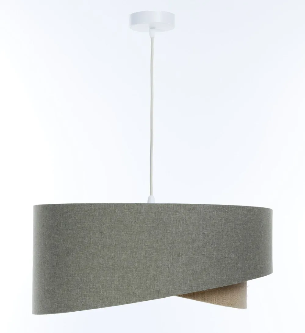 BPS Koncept Pendelleuchte rund Ø 40 cm E27 Grün Beige Stoff Modern* Bürolampen|Schlafzimmer Lampen