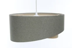 BPS Koncept Pendelleuchte rund Ø 40 cm E27 Grün Beige Stoff Modern* Bürolampen|Schlafzimmer Lampen