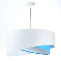 Online BPS Koncept Pendelleuchte rund Ø 50 cm E27 Weiß Blau Stoff Velours Optik