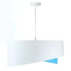 Online BPS Koncept Pendelleuchte rund Ø 50 cm E27 Weiß Blau Stoff Velours Optik