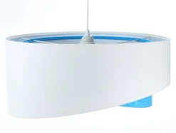 Online BPS Koncept Pendelleuchte rund Ø 50 cm E27 Weiß Blau Stoff Velours Optik