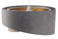 BPS Koncept Pendelleuchte rund Ø 50 cm Grau Silber Beige Gold E27 Stoff* Bürolampen|Schlafzimmer Lampen