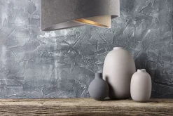 BPS Koncept Pendelleuchte rund Ø 50 cm Grau Silber Beige Gold E27 Stoff* Bürolampen|Schlafzimmer Lampen