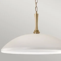 Hot Elstead Pendelleuchte rund Ø 50,8 cm Metall E27 Vintage Weiß Bronze