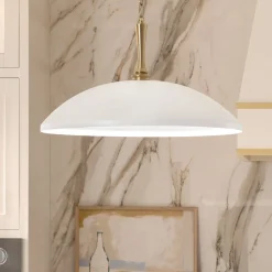 Hot Elstead Pendelleuchte rund Ø 50,8 cm Metall E27 Vintage Weiß Bronze