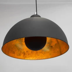 Outlet Invicta Interior Pendelleuchte rund Ø55cm Retro Schwarz Gold