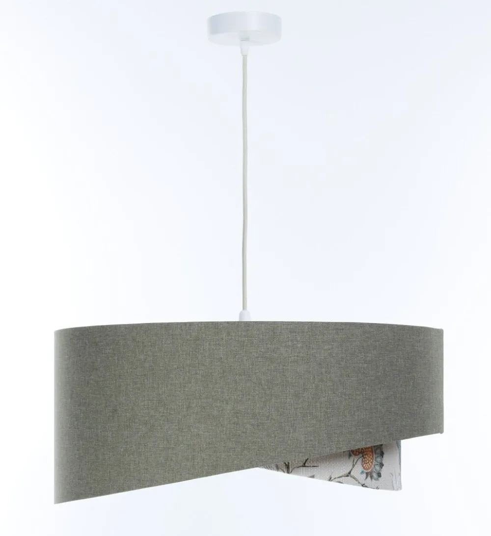 Online BPS Koncept Pendelleuchte rund D: 40 cm E27 Grün Weiß Floral verstellbar