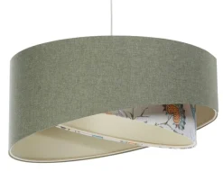 Online BPS Koncept Pendelleuchte rund D: 40 cm E27 Grün Weiß Floral verstellbar