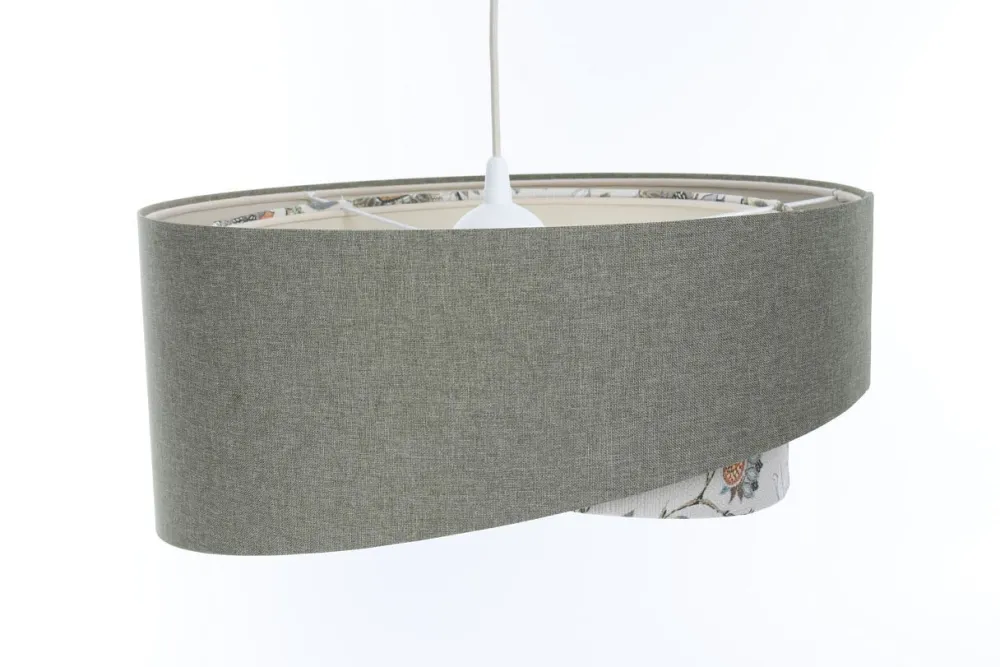 Online BPS Koncept Pendelleuchte rund D: 40 cm E27 Grün Weiß Floral verstellbar