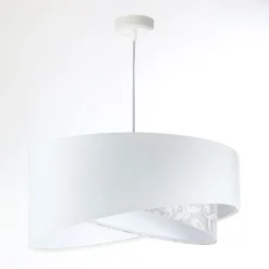 BPS Koncept Pendelleuchte rund D: 50 cm E27 Weiß Grau Stoffschirm* Hängelampen|Bürolampen