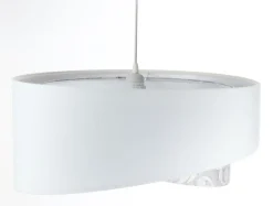 BPS Koncept Pendelleuchte rund D: 50 cm E27 Weiß Grau Stoffschirm* Hängelampen|Bürolampen