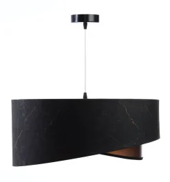 BPS Koncept Pendelleuchte rund Stoff D: 50 cm E27 in Schwarz Kupfer* Bürolampen|Schlafzimmer Lampen