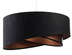 BPS Koncept Pendelleuchte rund Stoff D: 50 cm E27 in Schwarz Kupfer* Bürolampen|Schlafzimmer Lampen