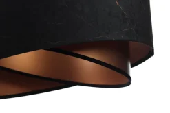 BPS Koncept Pendelleuchte rund Stoff D: 50 cm E27 in Schwarz Kupfer* Bürolampen|Schlafzimmer Lampen