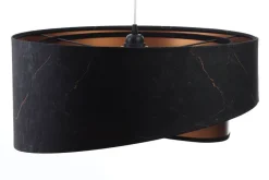 BPS Koncept Pendelleuchte rund Stoff D: 50 cm E27 in Schwarz Kupfer* Bürolampen|Schlafzimmer Lampen