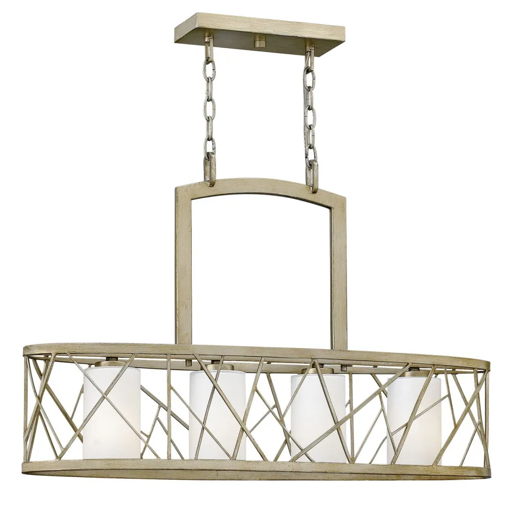 Elstead Pendelleuchte RYAN Blattsilber L81cm kürzbar Lampe* Hängelampen|Moderne Lampen