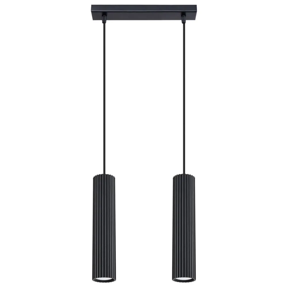Sollux Pendelleuchte Schwarz B: 30 cm Aluminium GU10 2-flammig* Wohnzimmerlampen|Metall Lampen