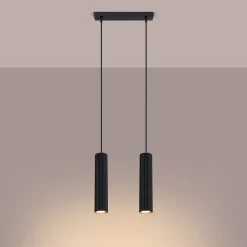 Sollux Pendelleuchte Schwarz B: 30 cm Aluminium GU10 2-flammig* Wohnzimmerlampen|Metall Lampen