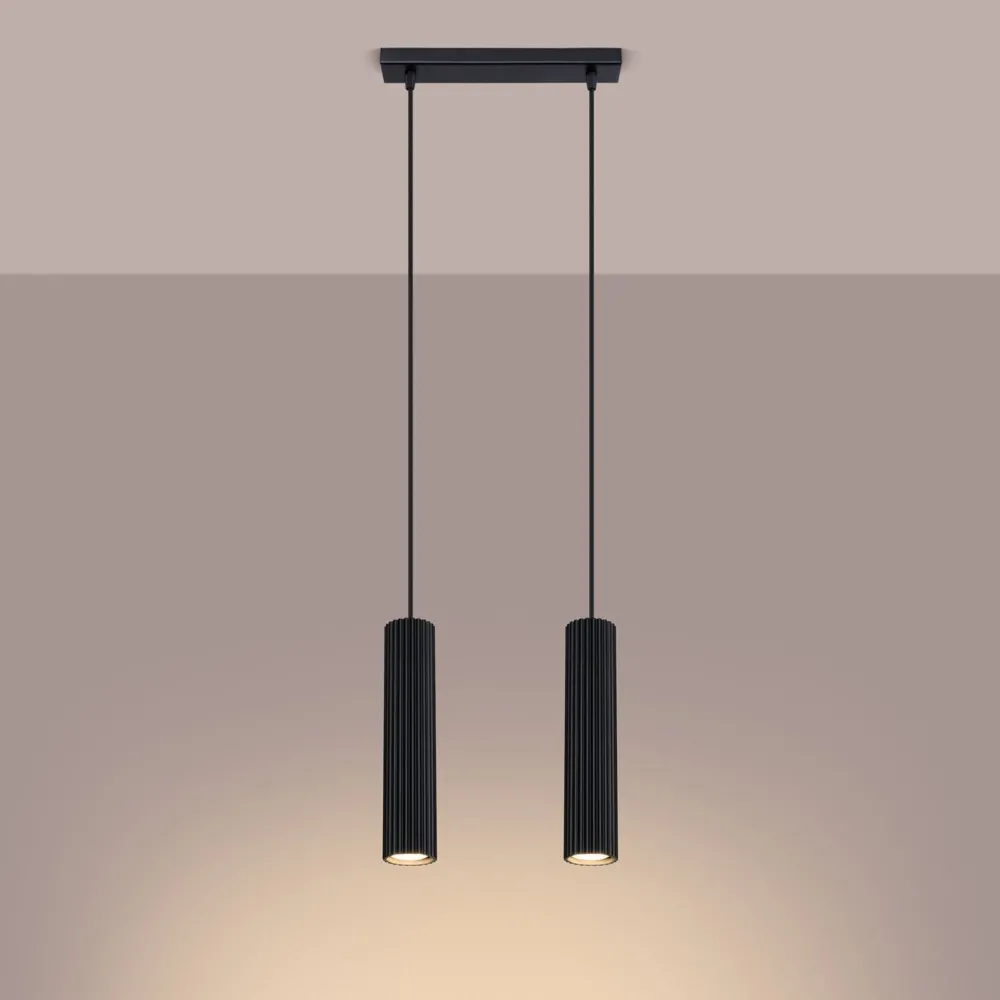 Sollux Pendelleuchte Schwarz B: 30 cm Aluminium GU10 2-flammig* Wohnzimmerlampen|Metall Lampen