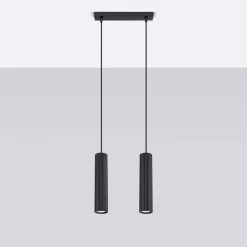 Sollux Pendelleuchte Schwarz B: 30 cm Aluminium GU10 2-flammig* Wohnzimmerlampen|Metall Lampen