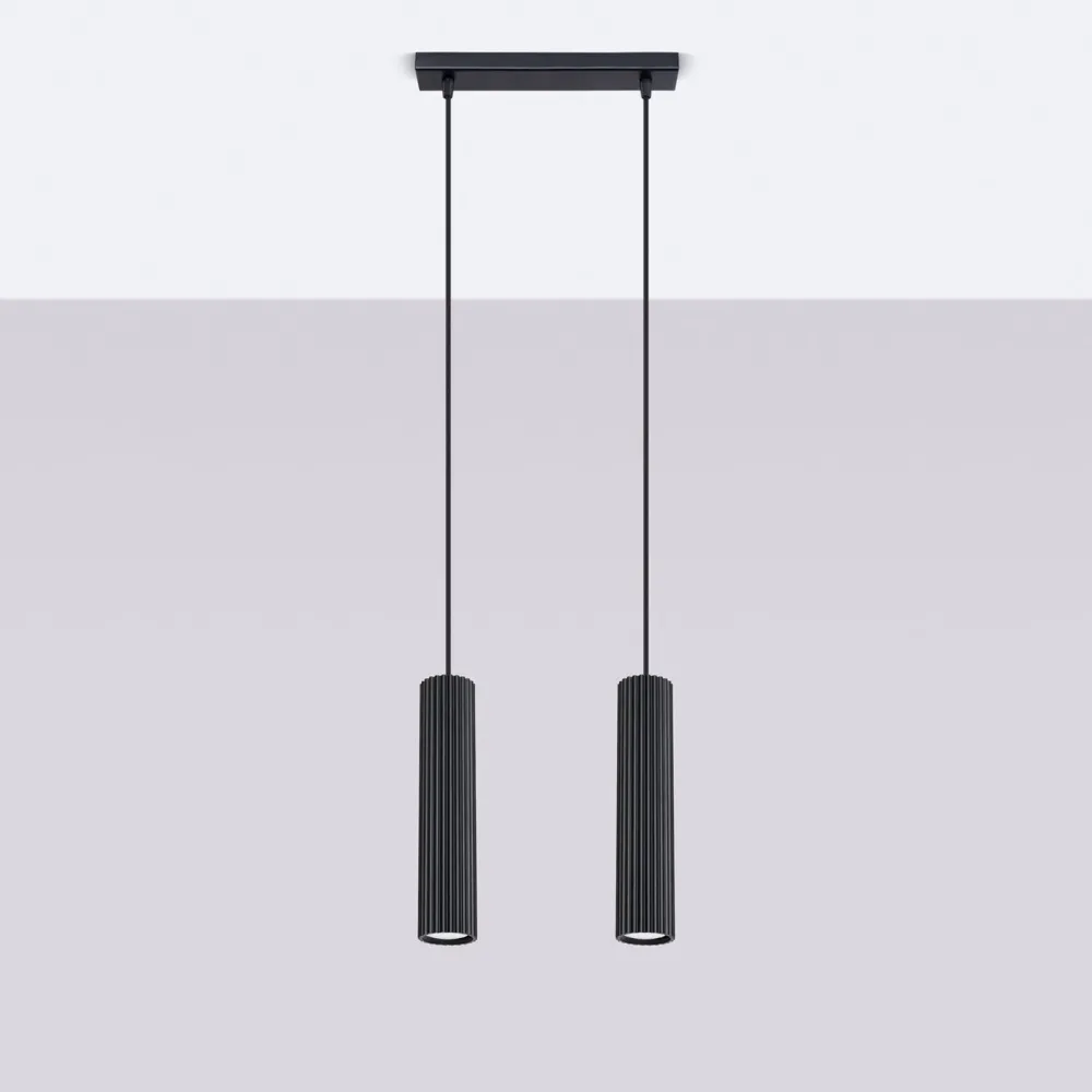 Sollux Pendelleuchte Schwarz B: 30 cm Aluminium GU10 2-flammig* Wohnzimmerlampen|Metall Lampen