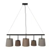 Invicta Interior Pendelleuchte Schwarz Braun Beige Stoff Metall 5-flmg* Hängelampen|Bürolampen