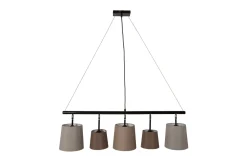 Invicta Interior Pendelleuchte Schwarz Braun Beige Stoff Metall 5-flmg* Hängelampen|Bürolampen