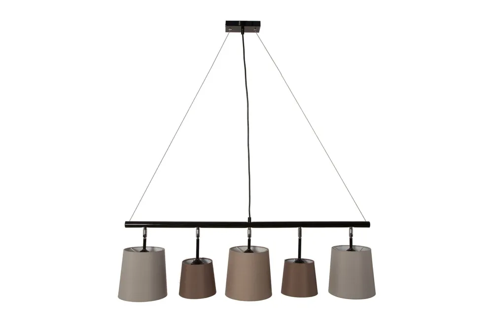 Invicta Interior Pendelleuchte Schwarz Braun Beige Stoff Metall 5-flmg* Hängelampen|Bürolampen
