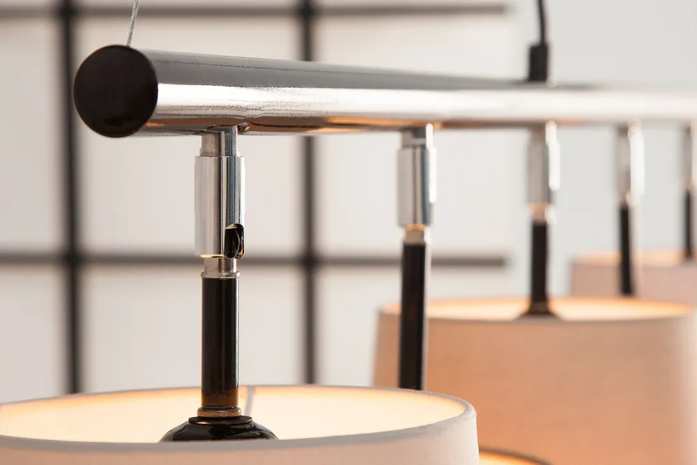 Invicta Interior Pendelleuchte Schwarz Braun Beige Stoff Metall 5-flmg* Hängelampen|Bürolampen