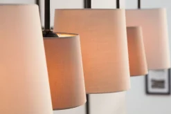 Invicta Interior Pendelleuchte Schwarz Braun Beige Stoff Metall 5-flmg* Hängelampen|Bürolampen