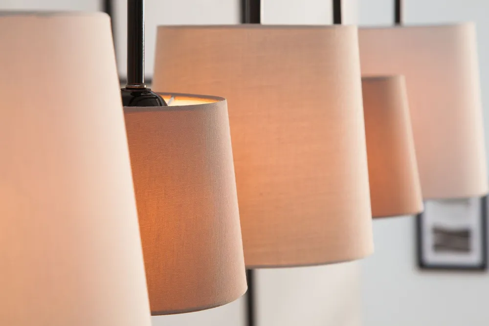 Invicta Interior Pendelleuchte Schwarz Braun Beige Stoff Metall 5-flmg* Hängelampen|Bürolampen