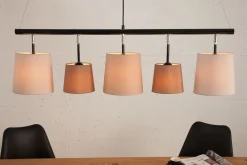 Invicta Interior Pendelleuchte Schwarz Braun Beige Stoff Metall 5-flmg* Hängelampen|Bürolampen