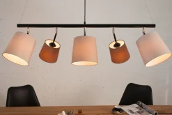 Invicta Interior Pendelleuchte Schwarz Braun Beige Stoff Metall 5-flmg* Hängelampen|Bürolampen