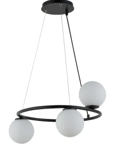 Sale Sigma Pendelleuchte Schwarz 3-flammig Metall Glas Rondell