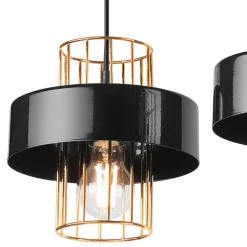 Lamkur Pendelleuchte Schwarz Gold B: 40 cm Metall 2-flammig E27