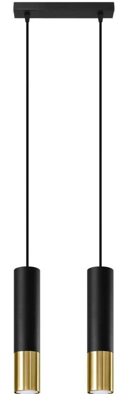 Sollux Pendelleuchte Schwarz Gold verstellbar 2-flammig GU10* Wohnzimmerlampen|Moderne Lampen