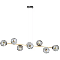 Discount Emibig Pendelleuchte Schwarz Graphit Gold 140 cm lang Rauchglas