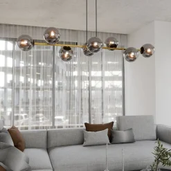 Discount Emibig Pendelleuchte Schwarz Graphit Gold 140 cm lang Rauchglas