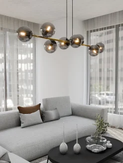 Discount Emibig Pendelleuchte Schwarz Graphit Gold 140 cm lang Rauchglas