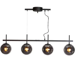 By Rydéns Pendelleuchte Schwarz Grau B: 117 cm Metall Rauchglas 4x E27