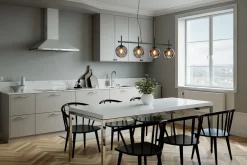 By Rydéns Pendelleuchte Schwarz Grau B: 117 cm Metall Rauchglas 4x E27