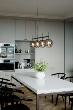 By Rydéns Pendelleuchte Schwarz Grau B: 117 cm Metall Rauchglas 4x E27