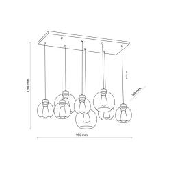 Best TK Lighting Pendelleuchte Schwarz Graphit 8xE27 Esstisch Lampe