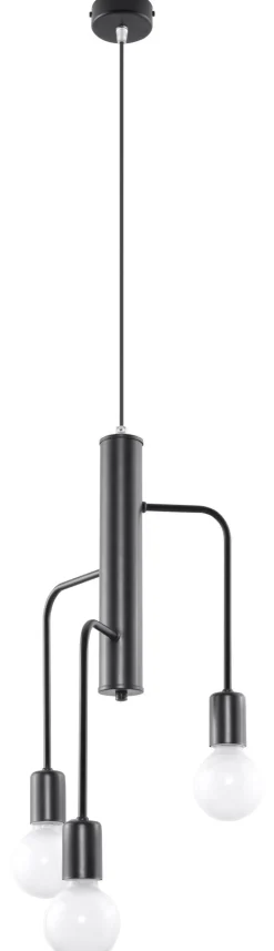 Sollux Pendelleuchte Schwarz Metall Retro 3-flammig E27 NERVIA* Hängelampen|Esszimmer Lampen