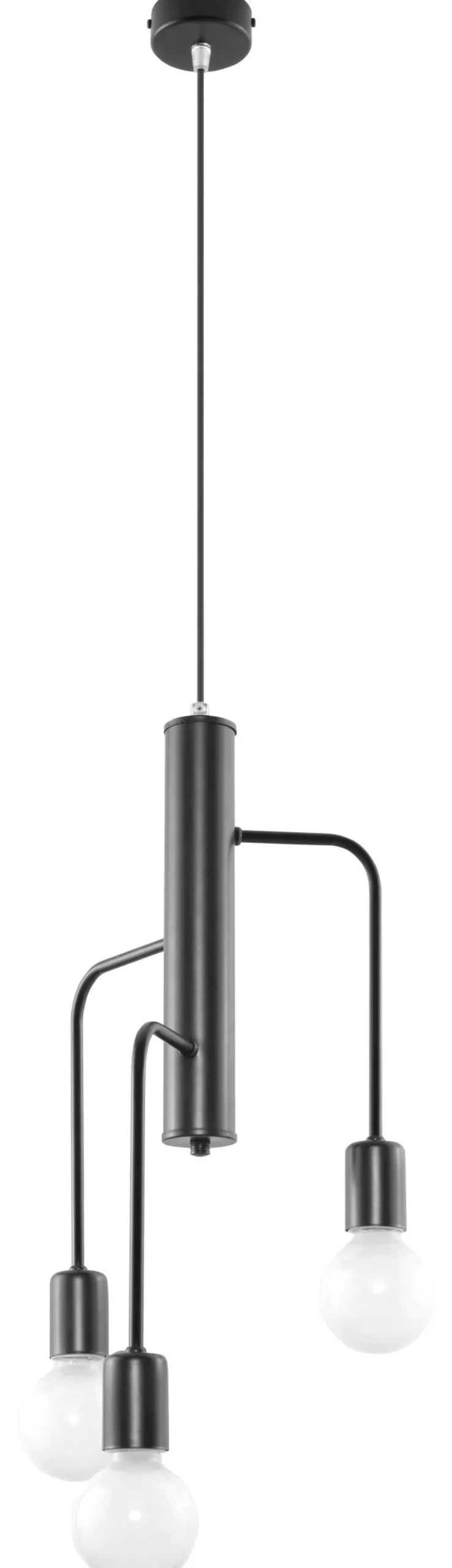 Sollux Pendelleuchte Schwarz Metall Retro 3-flammig E27 NERVIA* Hängelampen|Esszimmer Lampen